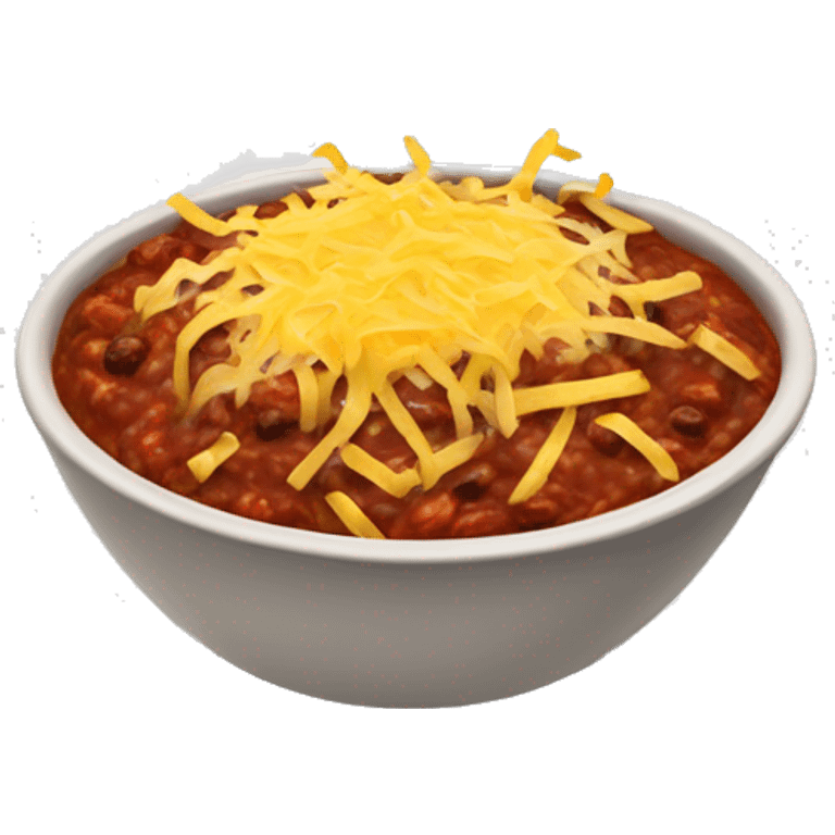 Bowl of chili with shredded cheese on top  emoji