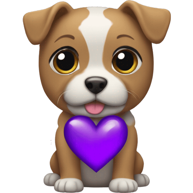 cute york terier with purple heart emoji