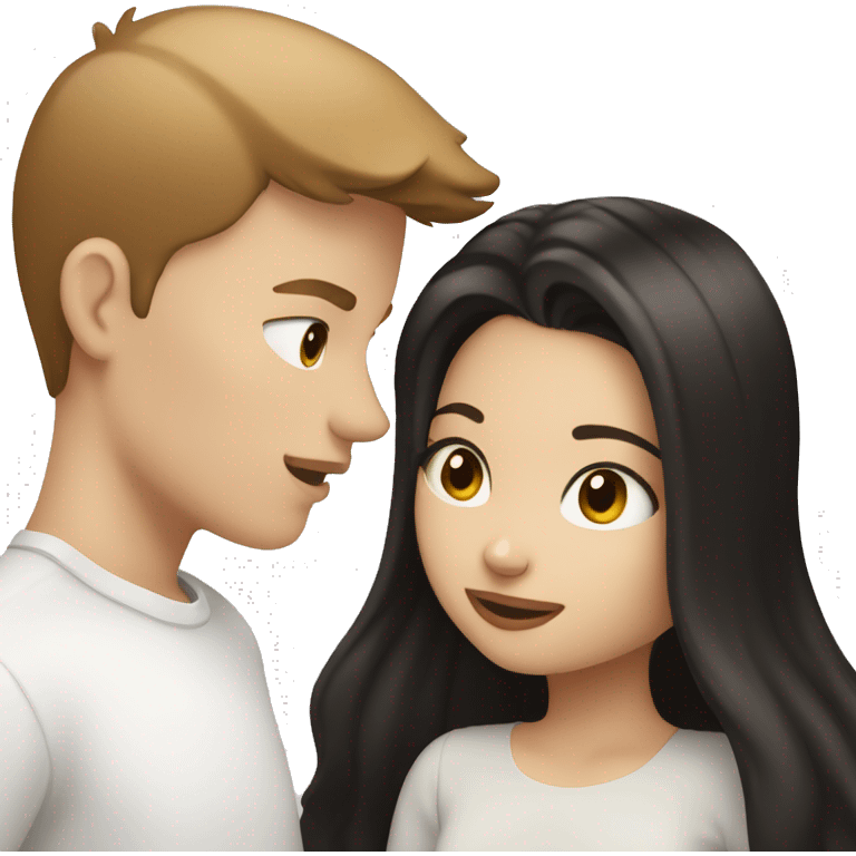 White boy(brown hair) kissing white girl(black hair) emoji