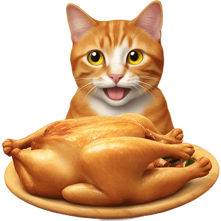 Ginger Cat eating roast chicken  emoji