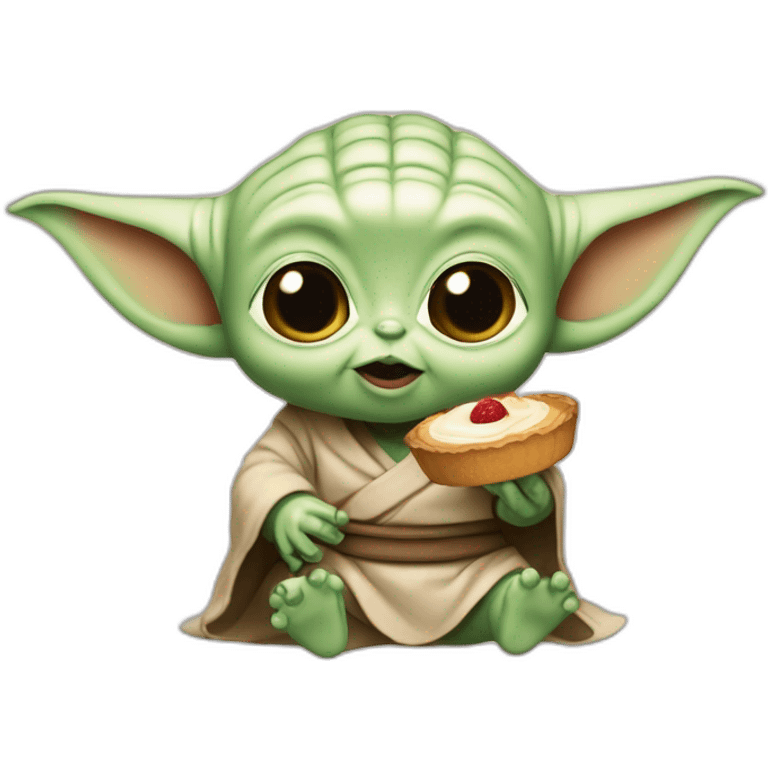 Bébé yoda qui mange un gâteaux emoji