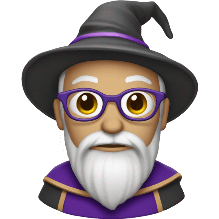 The word “wizard” with purple features emoji