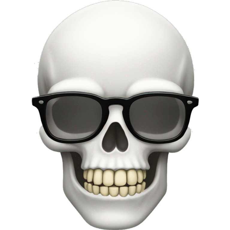 a white skull emoji with no jaw like the IOS skull emoji with glasses and big teeth in the front emoji