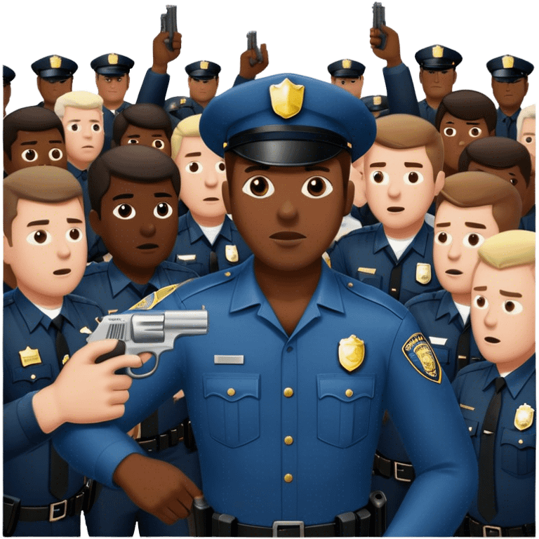 one white cop shooting at one black man in a crowd of white men emoji