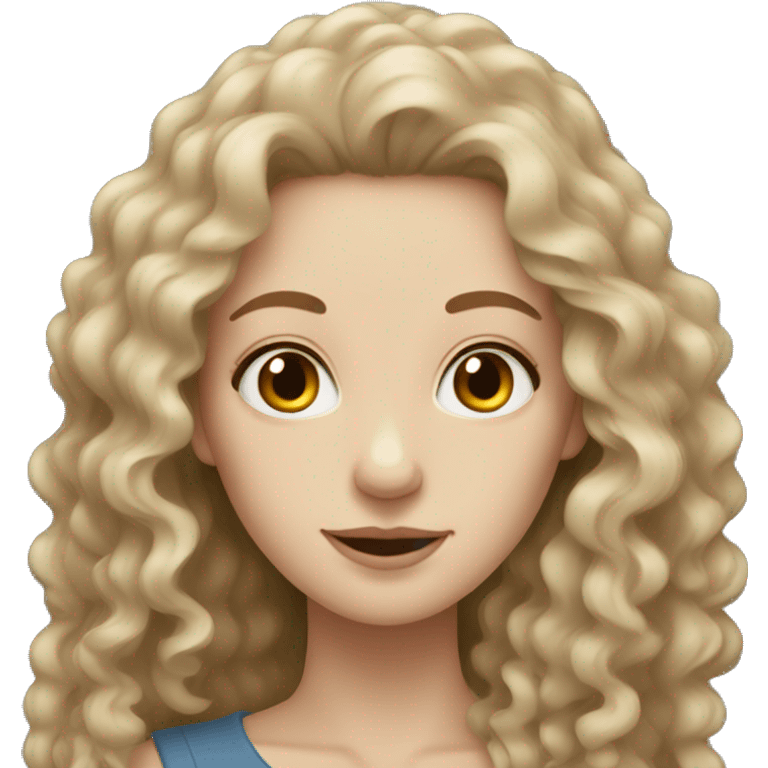 Woman with pale skin and long curly brown hair  emoji