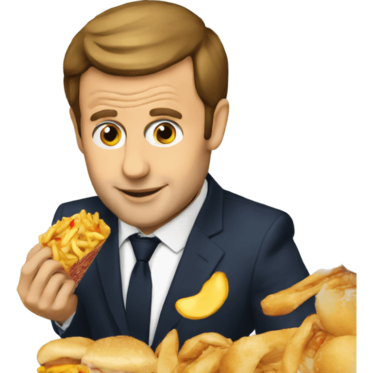 Macron qui mange un fast food emoji