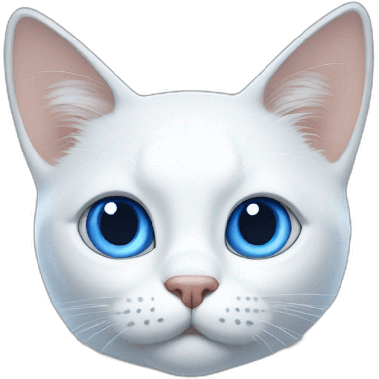 Gato blanco con ojos azules estilo pixar emoji