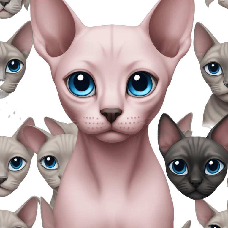 Pink with grey sphinx cat blue eyes and black nose  emoji