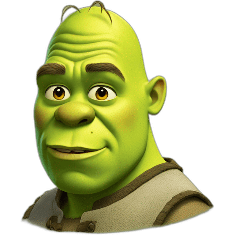 Shrek doing a side eye emoji