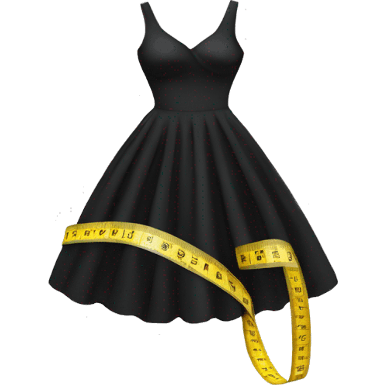 black dress with measuring tape around emoji