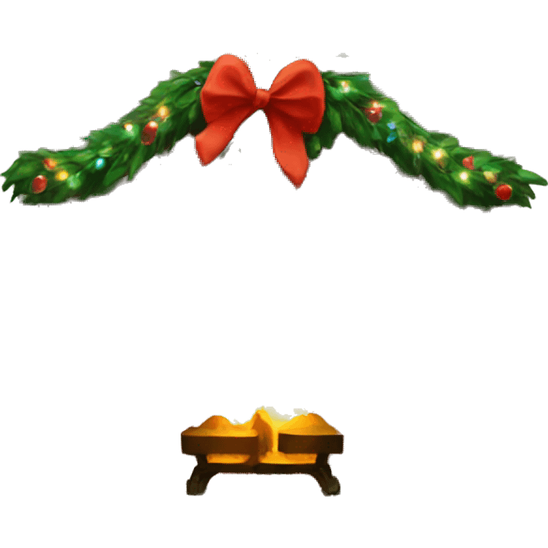 Brick Fireplace with wreath and Christmas lights and stockings emoji