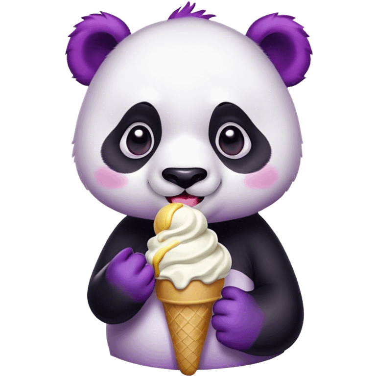 Panda with violett Hair eating ice cream emoji