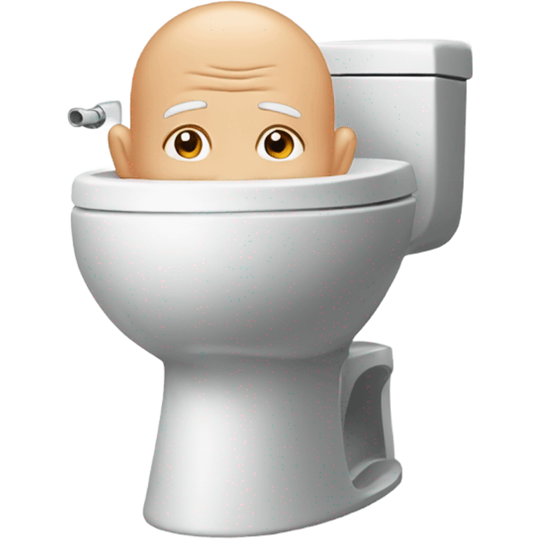 Bald man head coming out of toilet emoji