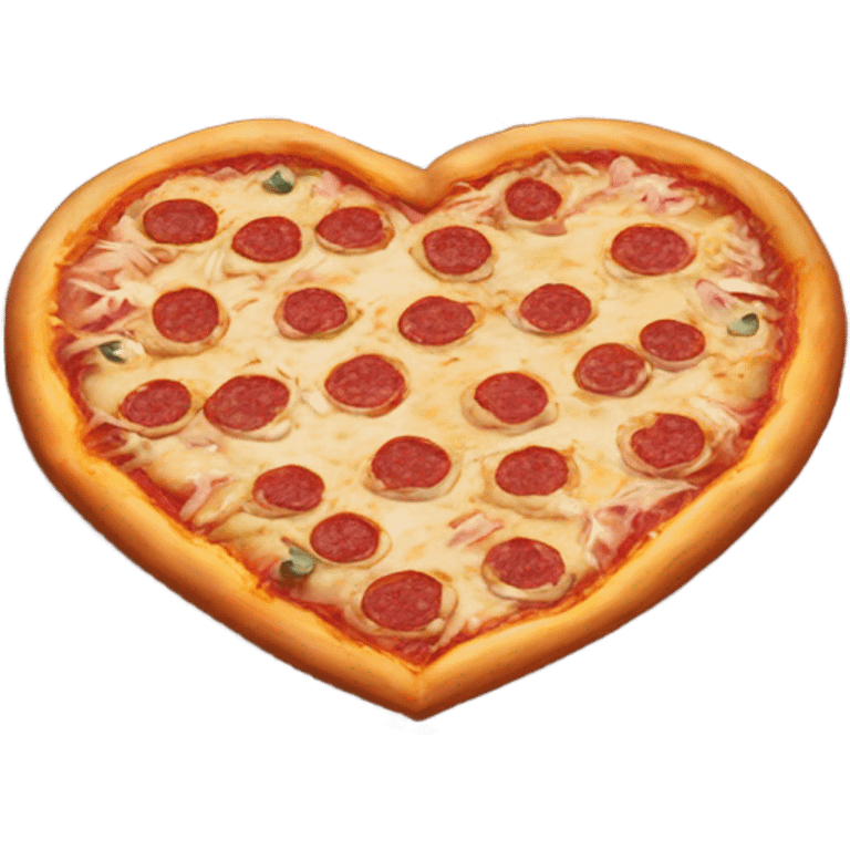 Realistic heart shaped pizza sitting flat in a Pink open pizza box. emoji