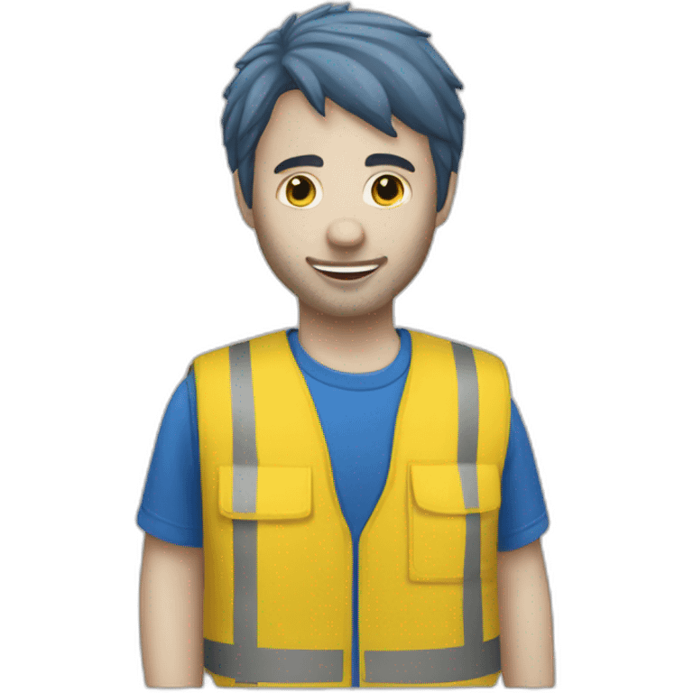 Ikea coworker blue t-shirt stripe and yellow vest emoji