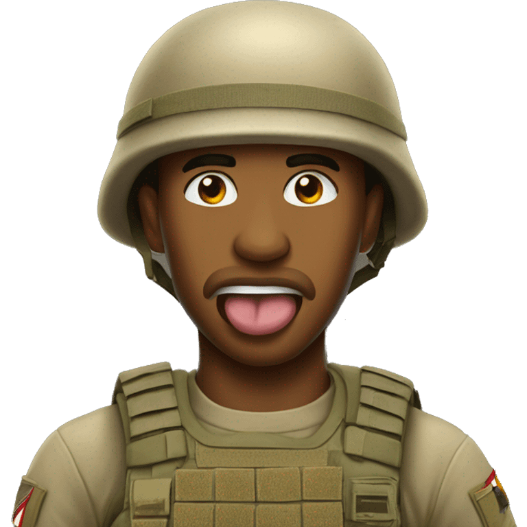 soldier shows his tongue emoji