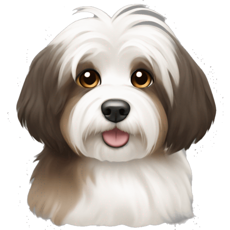 Dark Brown , light brown , and white havanese emoji