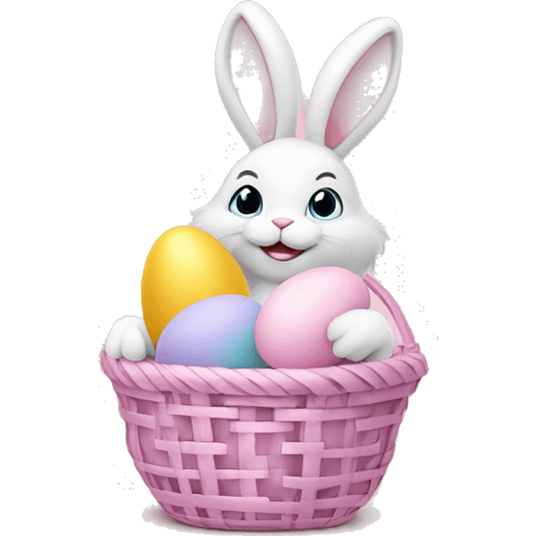 easter bunny with egg light pink basket emoji