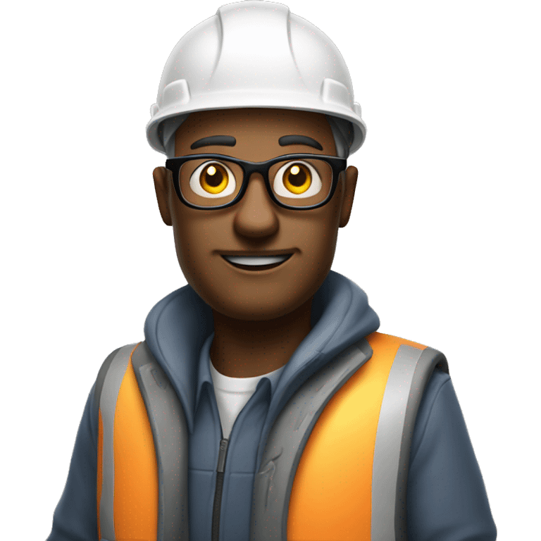 cool dude with glasses on as a builder smoking emoji