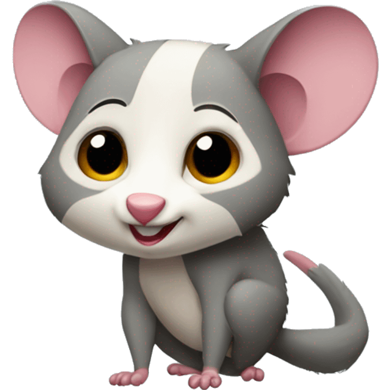 A possum emoji facing sideways showing its body and tail emoji