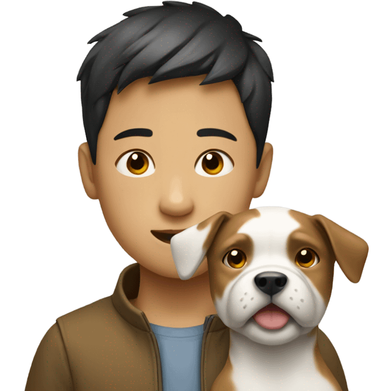 chinese boy with dog emoji