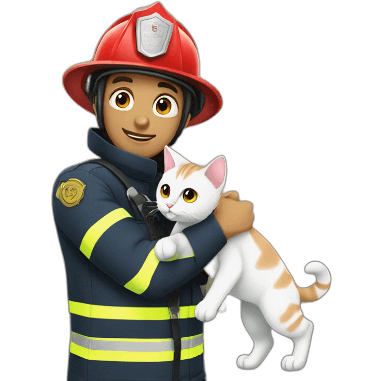 Firefighter rescuing cat emoji