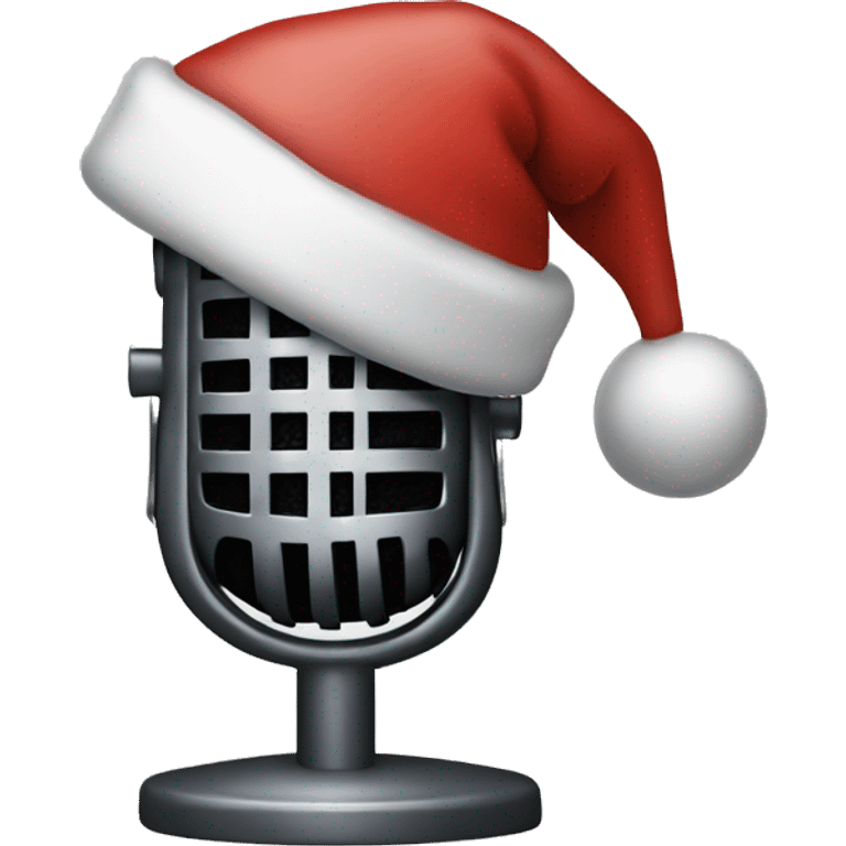 microphone, christmas hat emoji