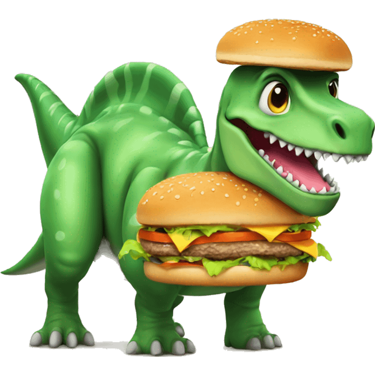 Dino with burger emoji