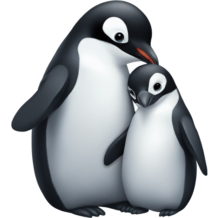 Mommy penguin hugging baby penguin  emoji