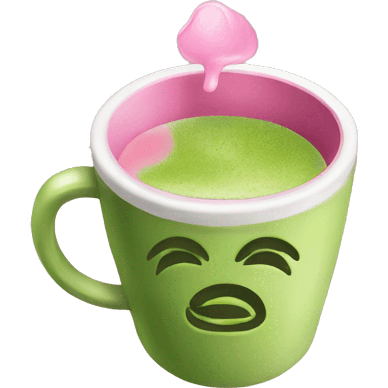 Matcha with pink cup emoji