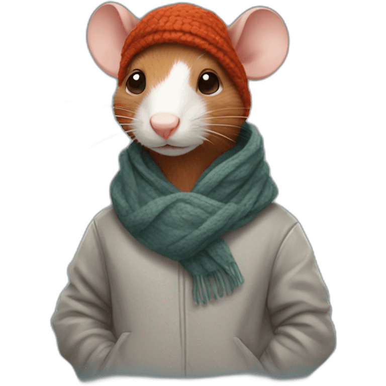 redhead rat with a scarf and a hoodie emoji