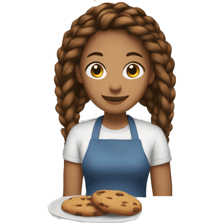 quarteron woman with brown dark braids baking cookies emoji