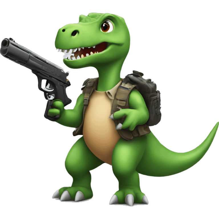 Dinosaur with a gun emoji