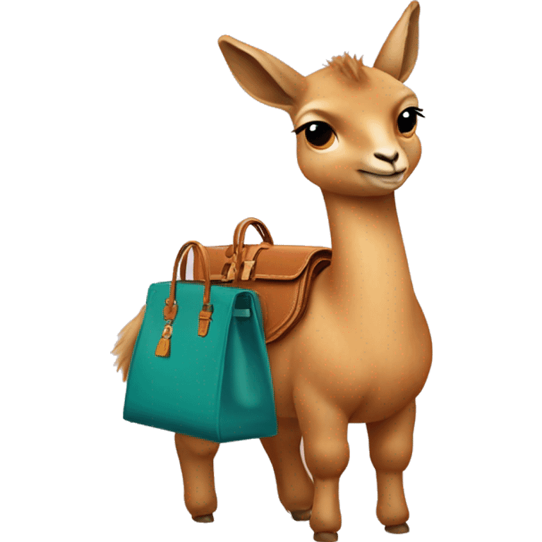 a vicuna wearing a hermes bag  emoji