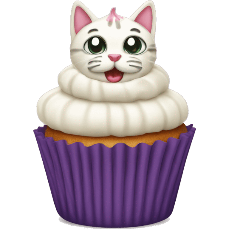 Cupcake with a Cat head and cream on top emoji