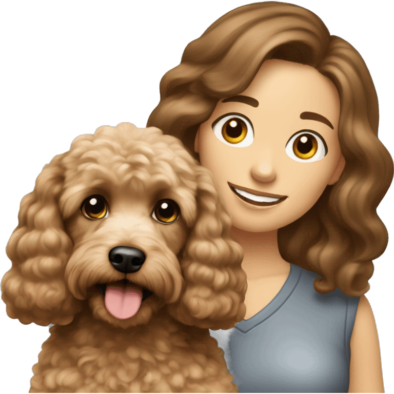 light brown cockerpoo with brunette young woman emoji