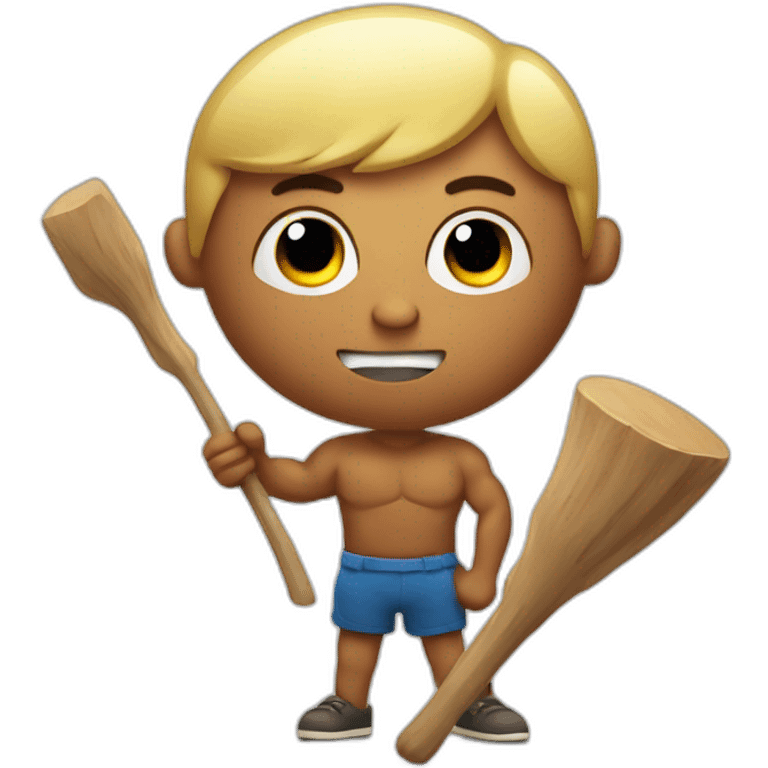 Muscle man with stick and school board emoji