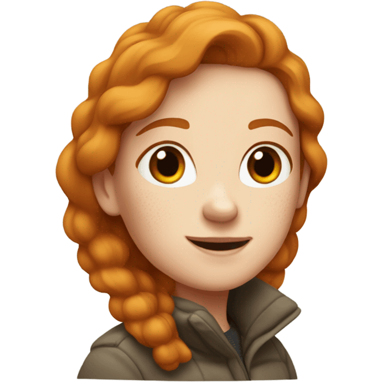 A white girl who is ginger with freckles and has a puffy coat emoji