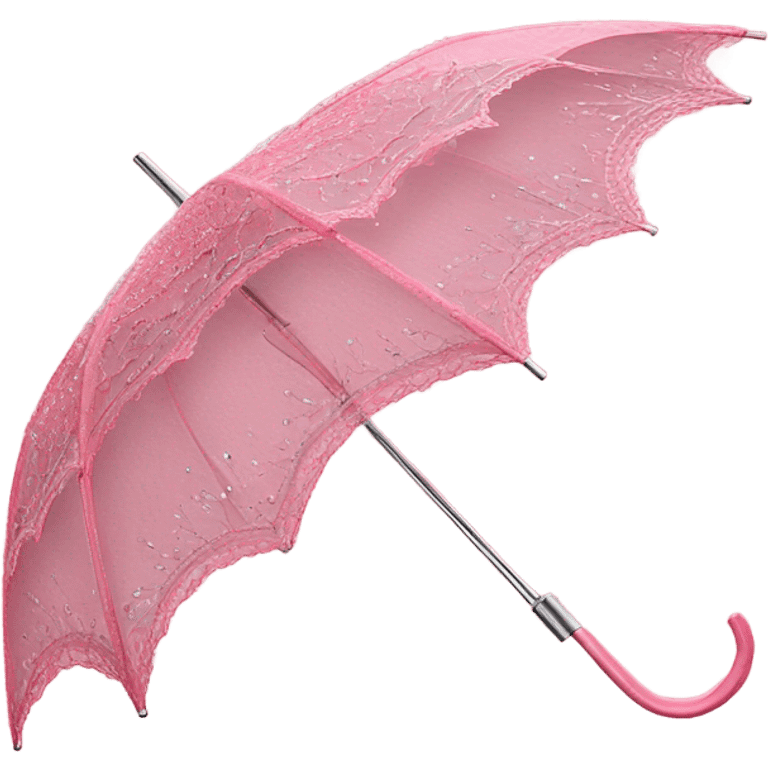 Vibrant pink laced umbrella with crystals emoji