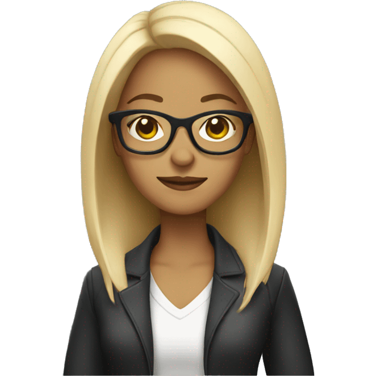 woman with glasses looking cool emoji