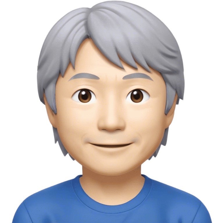 ​Cinematic Realistic Portrait of a Smiling Shigeru Miyamoto, depicted with warm, approachable features, gentle grey-tinted hair, and kind, expressive eyes, set against a subtle backdrop hinting at iconic video game imagery, rendered with lifelike textures and soft, inviting lighting that captures his innovative spirit, emoji