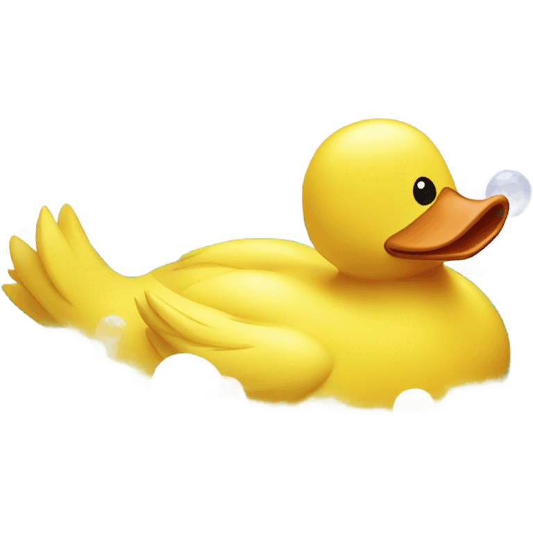 Yellow duck with bubbles in bath emoji