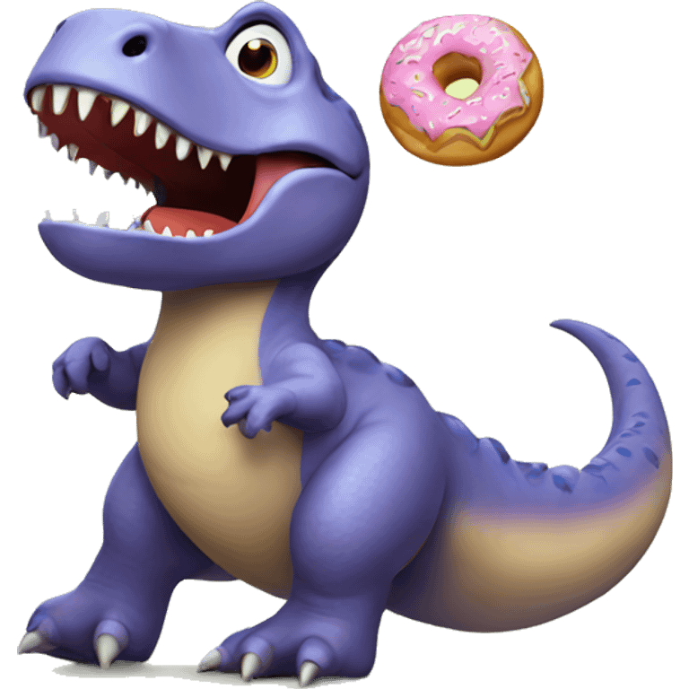 dinosaur eting donuts emoji