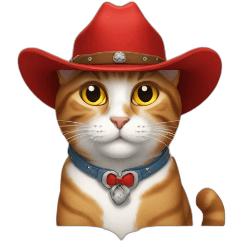 a cat with cowboy red hat emoji