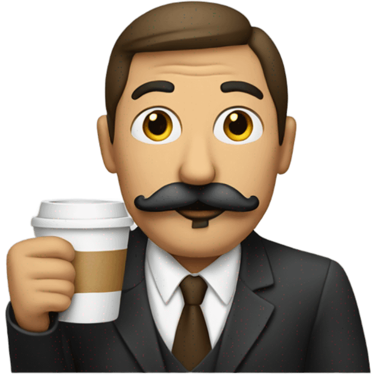 Guy with a mustache drinking coffee emoji