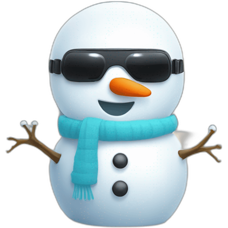 Cute snowman in vr headset, full body emoji