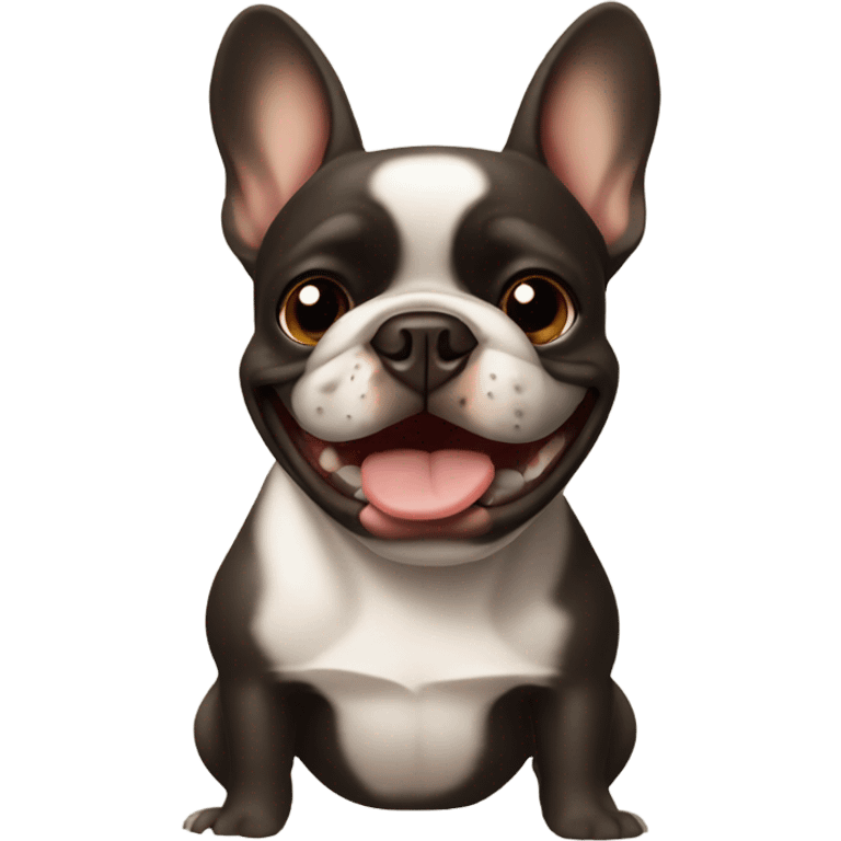 Black and brown frenchie winking  emoji