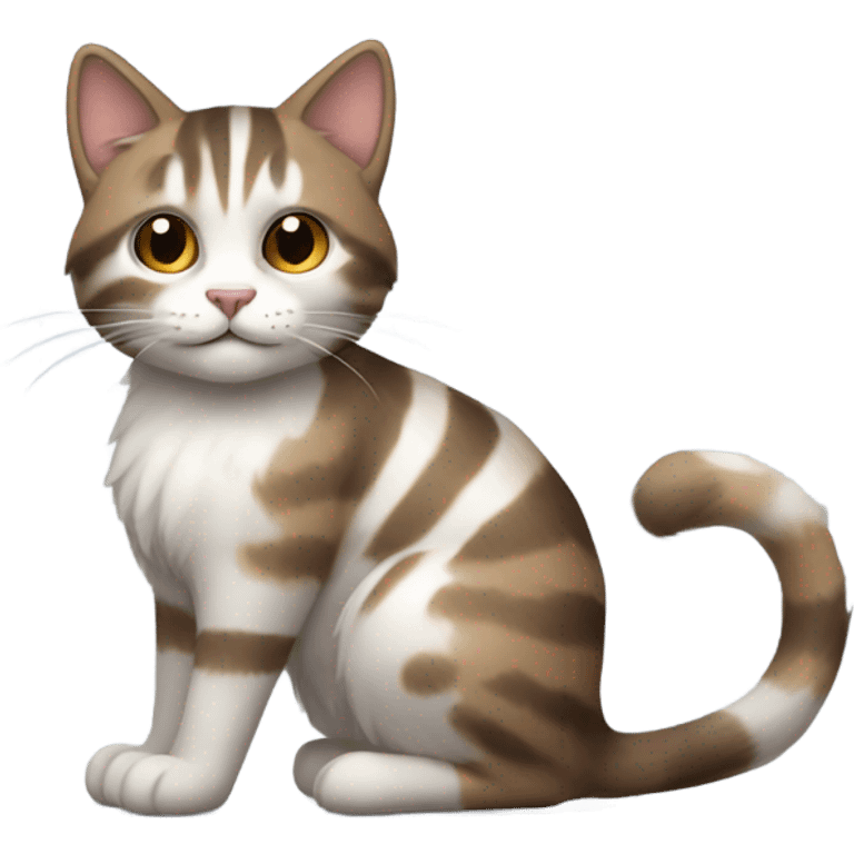 white and brown and gray cat  emoji