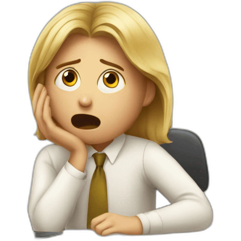 Sitting at desk, Terrified student learning stressed out for exam emoji