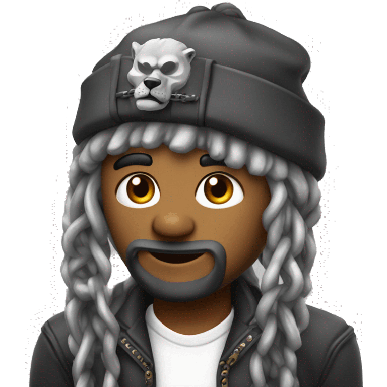 Lobo con cadenas y gorro de reggaetón  emoji